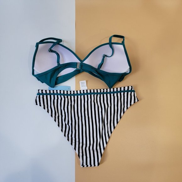 CUPSHE Women's Leafy Wrap Tie Bikini Set Halter Back Bow Low Waisted size XL NEW - Picture 6 of 15